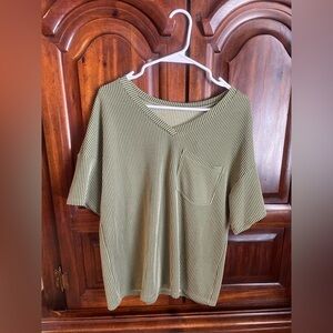 Olive Green Ribbed Women's Top